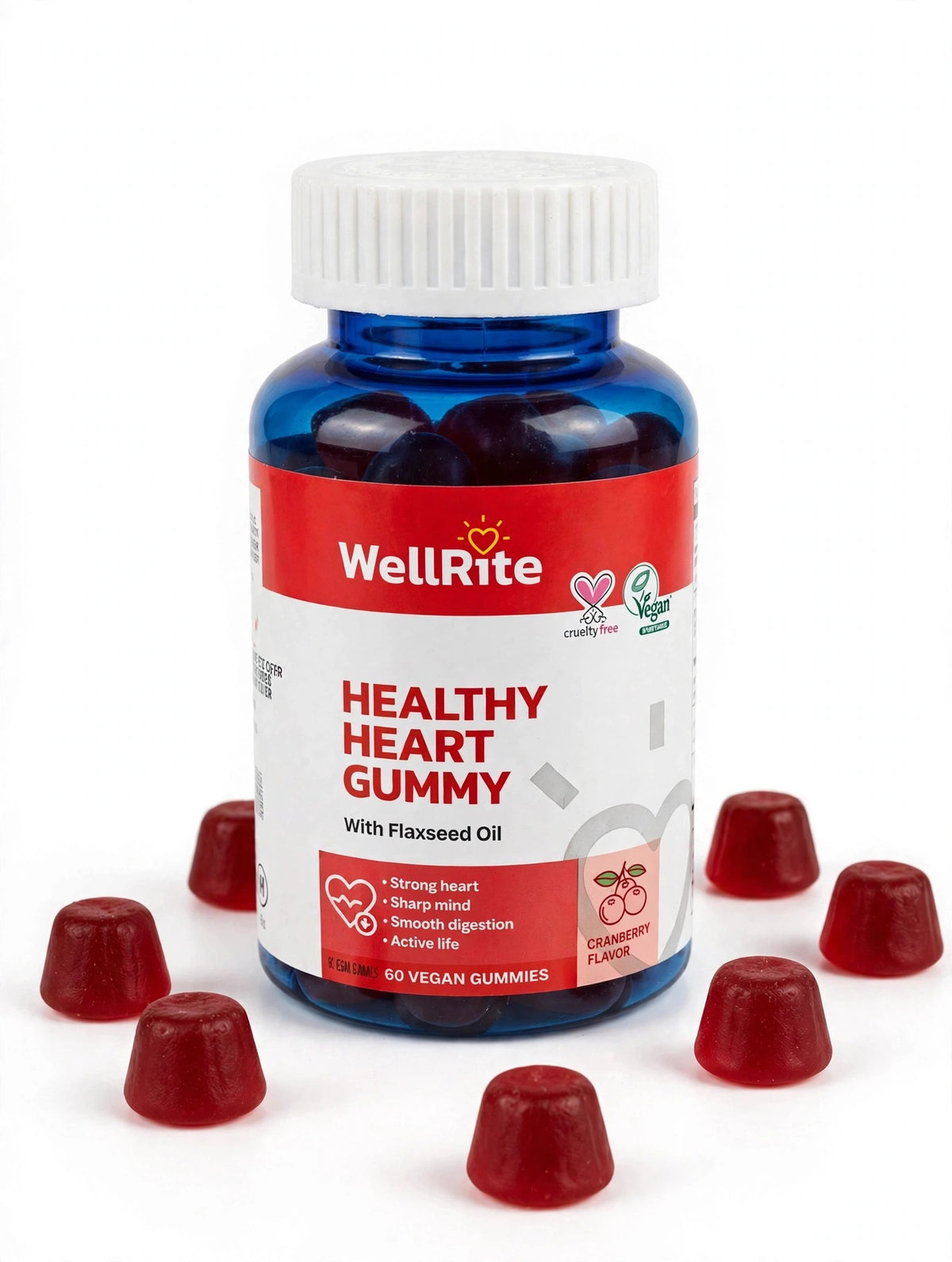 WellRite Healthy Heart Gummy – Cranberry Flaxseed Oil, 60 Gummies