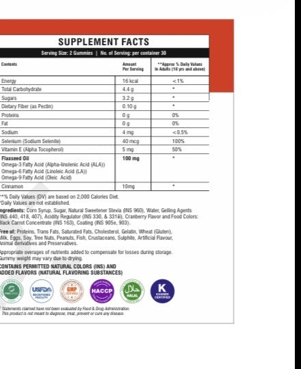 WellRite Healthy Heart Gummy supplement facts